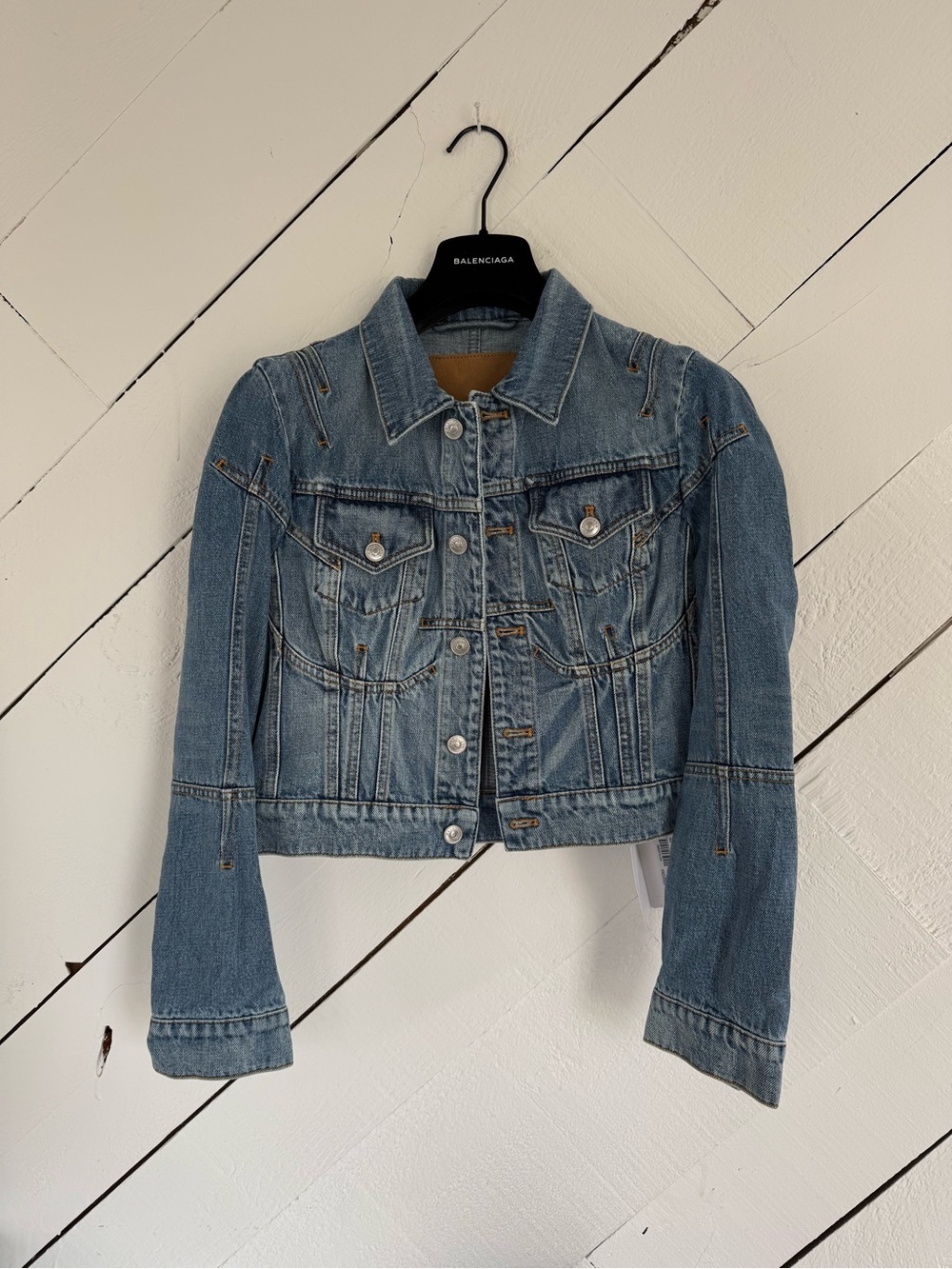 Balenciaga Distressed Light Blue Denim Jacket